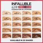 L’Oréal Paris Makeup Infallible Fresh Wear Foundation in a Powder, Up to 24H Wear, Waterproof, Beige Sand, 0.31 oz.
