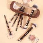 MAANGE 7 PCS Foundation Makeup Brush Set With Bag, Make up Brushes, Eyeshadow Concealer Brush, Double-ended Foundation Contour Powder Blush, Professional Face brush Set Tools For Liquid,Cream(Apricot)