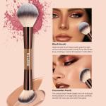 MAANGE 7 PCS Foundation Makeup Brush Set With Bag, Make up Brushes, Eyeshadow Concealer Brush, Double-ended Foundation Contour Powder Blush, Professional Face brush Set Tools For Liquid,Cream(Apricot)