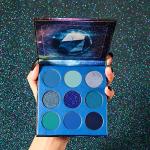 docolor Eyeshadow Palette 9 Colors Blue Eyeshadow Gemstone Shadow Palette Highly Pigmented Mattes Shimmers Smokey Glitter Cream Colorful Powder Blendable Long Lasting Waterproof Makeup Palette