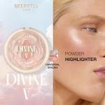 SELESTIA BEAUTY Powder Highlighter Makeup – Divine V – Radiant Glow for All Skin Tones, Easy-to-Apply, 0.53 oz