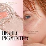 SELESTIA BEAUTY Powder Highlighter Makeup – Divine V – Radiant Glow for All Skin Tones, Easy-to-Apply, 0.53 oz