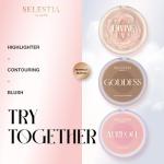 SELESTIA BEAUTY Powder Highlighter Makeup – Divine V – Radiant Glow for All Skin Tones, Easy-to-Apply, 0.53 oz