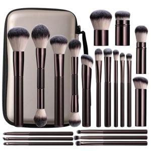 Professional Makeup Brushes BS-MALL With Travel Case - Kabuki Brush Eyeshadow Brush, Concealer Brush, Blush Brush Bronzer & Foundation Brush 20 Pcs, Labeled Daily Use & Versatile Occasions