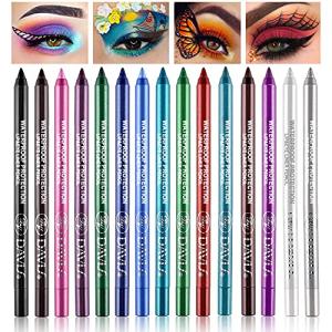 LemonSac 15PCS Colorful Eyeliner Pen Set, Eye Shadow Pencil, Pearl & Matte Metallic Glitter Eyeliner for Women, Eye & Lip Liner, Professional Eye Makeup Set