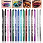 LemonSac 15PCS Colorful Eyeliner Pen Set, Eye Shadow Pencil, Pearl & Matte Metallic Glitter Eyeliner for Women, Eye & Lip Liner, Professional Eye Makeup Set