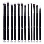 MSQ Eye Makeup Brushes 12pcs Eyeshadow Makeup Brushes Set with Soft Synthetic Hairs & Real Wood Handle for Eyeshadow, Eyebrow, Eyeliner, Blending(Black without bag)