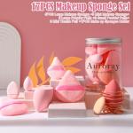 17PCS Makeup Sponge Set with 6PCS Powder Puff, 3PCS Mini Makeup Sponges, 3PCS Foundation Mini Make Up Sponge Puff and 1PCS Make Up Sponges Holder (Pink)