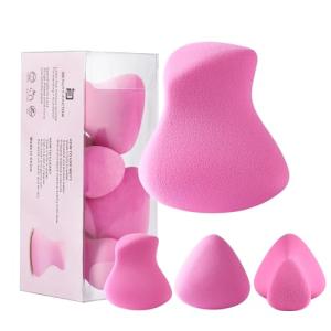 BEAUTYFACTOR Makeup Sponges 4 Pack, Ultra Soft Beauty Blenders for Flawless Foundation Application, Latex-Free & Hypoallergenic Makeup Sponges For Foundation, Powder, Cream,Liquid (Pink)