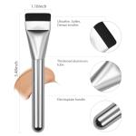 BEAUTYFACTOR Flat Foundation Brush,Korean Makeup Brush Spatula Facial Brush for Liquid Foundation,Premium Face Makeup Brush for Blending Cream (Silver)
