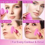 BEAUTYFACTOR Makeup Sponges 4 Pack, Ultra Soft Beauty Blenders for Flawless Foundation Application, Latex-Free & Hypoallergenic Makeup Sponges For Foundation, Powder, Cream,Liquid (Pink)