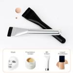 BEAUTYFACTOR Flat Foundation Brush,Korean Makeup Brush Spatula Facial Brush for Liquid Foundation,Premium Face Makeup Brush for Blending Cream (Silver)