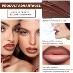 HOSAILY 3 Colors 2 in 1 Lip Liner Set, Matte Nude Dark Brown Red Lip Liner Plumping Smooth Creamy Lip Pencil, High Pigmented Long lasting Light Brown Lipstick Makeup, 02+04+06