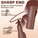 HOSAILY 3 Colors 2 in 1 Lip Liner Set, Matte Nude Dark Brown Red Lip Liner Plumping Smooth Creamy Lip Pencil, High Pigmented Long lasting Light Brown Lipstick Makeup, 02+04+06