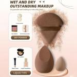 GOERTI Beauty Blender Sponge Set 14PCS – Multi-Size Makeup Sponges for Foundation, Liquid, Powder - Triangle Puffs, Mini Beauty Blender, Thumb Powder Puff, Reusable & Wet or Dry Use (Brown)