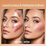 URQT Highly Pigmented Liquid Contour - Built-in Sponge Tip Sculpted Complexion Wand With Long Lasting Natural Buildable Highlighters and Bronzer (Contour+Blush+Highlighter)