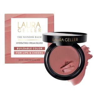 LAURA GELLER NEW YORK The Wonder Balm Cream Blush - Hydrating Weightless Subtle Hint of Color + Glow for Mature Skin - Vegan Squalane - Apply to Cheeks & Lips (03 Rosy Refresh)