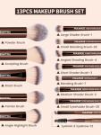 MAANGE 13 PCS Makeup Brushes Professional Make Up Brushes Premium Synthetic Powder Concealers Brushes Travel Makeup Brush Set with Case (Coffee)