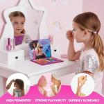 Barbie 35-Well Shadow Palette, Shimmery and Opaque Colors, Pigmented Blendable, 8 Application Brushes Ages 8+, Perfect for Parties, Sleepovers & Makeovers, By Townley Girl