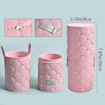 Bueart Design Elegant pink Ultra soft labeled Makeup Brushes Sets with Brush Holder makeup brush set with Foundation Powder blush blending contour Brush (15Pcs Silver Pink+Holder)