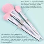 Bueart Design Elegant pink Ultra soft labeled Makeup Brushes Sets with Brush Holder makeup brush set with Foundation Powder blush blending contour Brush (15Pcs Silver Pink+Holder)