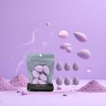 6PCS Mini Makeup Sponge, Black Small Beauty Sponge Blender Set for Foundation, Powder, Concealer Highlight,and Eye Shadow (Purple)