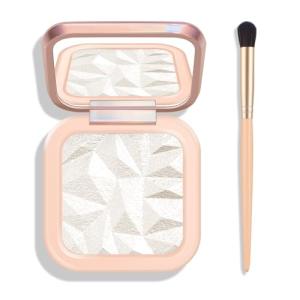 KYDA Face Highlighter Palette, High Glossy Pearl White Face Illuminator Palette, Natural Shimmer Smooth Baked Highlighter Makeup, Lasting Sparkling Baked Pressed Powder- PEARL