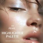 KYDA Face Highlighter Palette, High Glossy Pearl White Face Illuminator Palette, Natural Shimmer Smooth Baked Highlighter Makeup, Lasting Sparkling Baked Pressed Powder- PEARL
