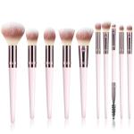 Makeup Brush Set, Premium Synthetic 10 PCS Makeup Brushes, Travel Makeup Brush Set with Soft Hairs, Makeup Brushes Set Professional for Blush, Eyeliner, Eyeshadow, Concealer, and Foundation (Pink)