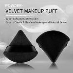 2 Pcs EVAOUXIU Triangle Powder Puff for Face Powder, Soft Plush Setting Powder Puff, Velour Cosmetic Foundation Blender Sponge Beauty Makeup Tools (Black)