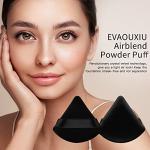2 Pcs EVAOUXIU Triangle Powder Puff for Face Powder, Soft Plush Setting Powder Puff, Velour Cosmetic Foundation Blender Sponge Beauty Makeup Tools (Black)
