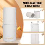 OMANIAC Makeup Brush Set Professional, 12 Pearlescent Wood Handle Makeup Brushes, Premium Cruelty-Free Synthetic Fiber Hair, Travel Make up Brushes Set with Case (White).