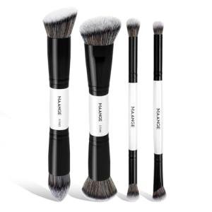 MAANGE 4 PCS Foundation Contour Conceal Brush Set, Makeup Brushes, Eyeshadow Concealer Brush, Double Sided Foundation Contour Blush Highlight Blending Eyebrow Brush For Liquid, Cream, Loose Powder
