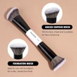 MAANGE 4 PCS Foundation Contour Conceal Brush Set, Makeup Brushes, Eyeshadow Concealer Brush, Double Sided Foundation Contour Blush Highlight Blending Eyebrow Brush For Liquid, Cream, Loose Powder