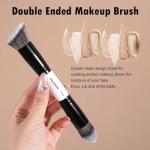 MAANGE 4 PCS Foundation Contour Conceal Brush Set, Makeup Brushes, Eyeshadow Concealer Brush, Double Sided Foundation Contour Blush Highlight Blending Eyebrow Brush For Liquid, Cream, Loose Powder