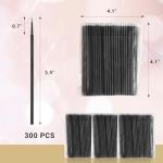 300 Count Disposable Micro Applicator Brush for Eyelash Extension, Micro Swabs Mascara Wands for Makeup Application Black