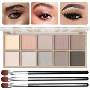Sulily 10 Colors Eyeshadow Palette,Naturing Gray Taupe Brown Matte Eye Shadow Makeup,Neutral Smokey,Blendable High Pigmented,Long Lasting High Pigment Nude Eyeshadow for Older Women Gift Kit (Cement)