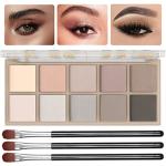 Sulily 10 Colors Eyeshadow Palette,Naturing Gray Taupe Brown Matte Eye Shadow Makeup,Neutral Smokey,Blendable High Pigmented,Long Lasting High Pigment Nude Eyeshadow for Older Women Gift Kit (Cement)