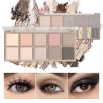 Sulily 10 Colors Eyeshadow Palette,Naturing Gray Taupe Brown Matte Eye Shadow Makeup,Neutral Smokey,Blendable High Pigmented,Long Lasting High Pigment Nude Eyeshadow for Older Women Gift Kit (Cement)
