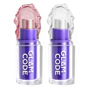 Glam Code Highlighter Makeup stick, Highlighter Makeup Stick for Face and Body, Radiant & Shimmer Glow, Buildable Color for All Day | Vegan & Cruelty-Free #02