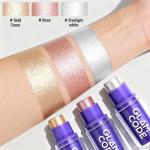 Glam Code Highlighter Makeup stick, Highlighter Makeup Stick for Face and Body, Radiant & Shimmer Glow, Buildable Color for All Day | Vegan & Cruelty-Free #02
