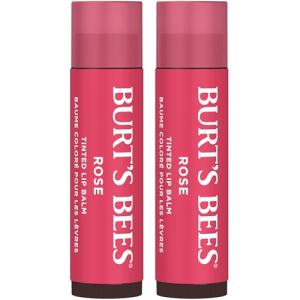 Burt's Bees Lip Tint Balm Stocking Stuffers Gifts, Long Lasting 2 in 1 Duo Tinted Balm Formula, Color Infused with Hydrating Shea Butter for a Natural Looking Buildable Finish, Petal Rose (2-Pack)