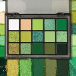 UCANBE Green Eyeshadow Makeup Palette, 15 Colors Bright Dark Green Shimmer Matte Metallic Glitter Eye Shadow, Forest Emerald Lime Pallet Kit for Cosplay Parties Christmas Halloween SFX