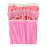 200 Pcs Spoolies Set - 100 Mascara Wands and Lip Brushes Double-headed, 100 Micro Swabs Applicator Disposable Eyelash Brushes Lipstick Tester Makeup Applicator Tool Pink