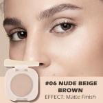Single Matte Eyeshadow with Brush, Nude Beige Brown Eye-Shadow Palette Makeup Kit, Silky Fine Pressed Eye Shadow Powder with Lightweight & Ultra-Blendable Formula for Daily Natural Eye Make-Up (#06)
