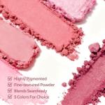 Color Nymph Powder Blush, Red Pink Face Blush For Cheek For Medium To Olive Skins Matte Blusher Lightweight, Smooth Texture, High Pigmented, Vegan Formula - 03# Eos