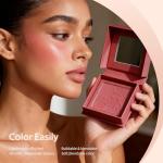 Color Nymph Powder Blush, Red Pink Face Blush For Cheek For Medium To Olive Skins Matte Blusher Lightweight, Smooth Texture, High Pigmented, Vegan Formula - 03# Eos