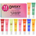 Dmsky Lip Gloss Bulk 12 Pack, Hydrating Squeeze Clear Lip Gloss Set with Shea Butter, Moisturizing High Shine Glossy Lip Oil for Dry Chapped Lips-12 Flavors