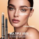 LANGMANNI 8Colors Dual-Ended Cream Eyeshadow Stick Set – Silky Smooth, Waterproof & Transfer-Proof, Built-in Blender Brush, All-Day Matte & Shimmer Wear Eye Makeup(#A)