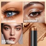 LANGMANNI 8Colors Dual-Ended Cream Eyeshadow Stick Set – Silky Smooth, Waterproof & Transfer-Proof, Built-in Blender Brush, All-Day Matte & Shimmer Wear Eye Makeup(#A)